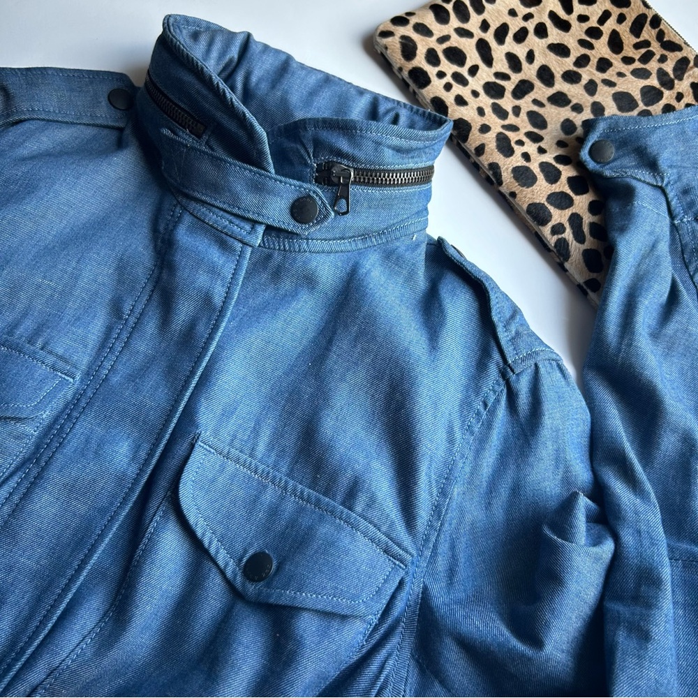 Rag and Bone Blue Denim Hooded Jacket